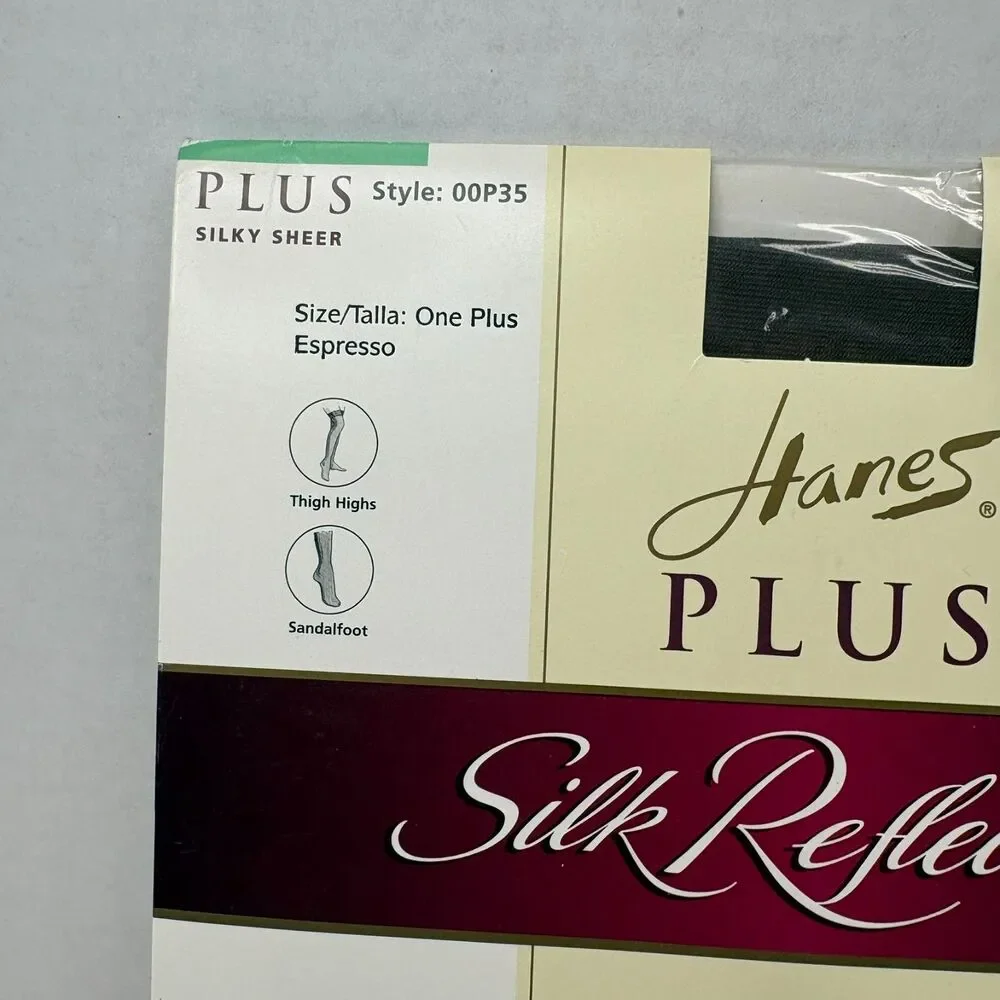 Hanes Plus Silk Reflections Thigh High Stockings One Plus Espresso 00P35 NIP VTG